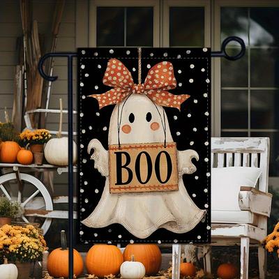 1pc Double-Sided Halloween Garden Flag - Party -  Easy Hang with Hooks - Spooky Halloween Decor, Festive Porch Display
