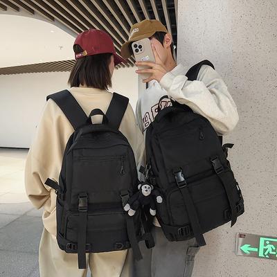New Large-capacity Black Backpack Korean Version of Versatile Trendy Cool Fashion Men's Tooling Schoolbag Multi-functional Student Schoolbag