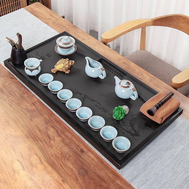 Natural Black Gold Stone Tea Tray