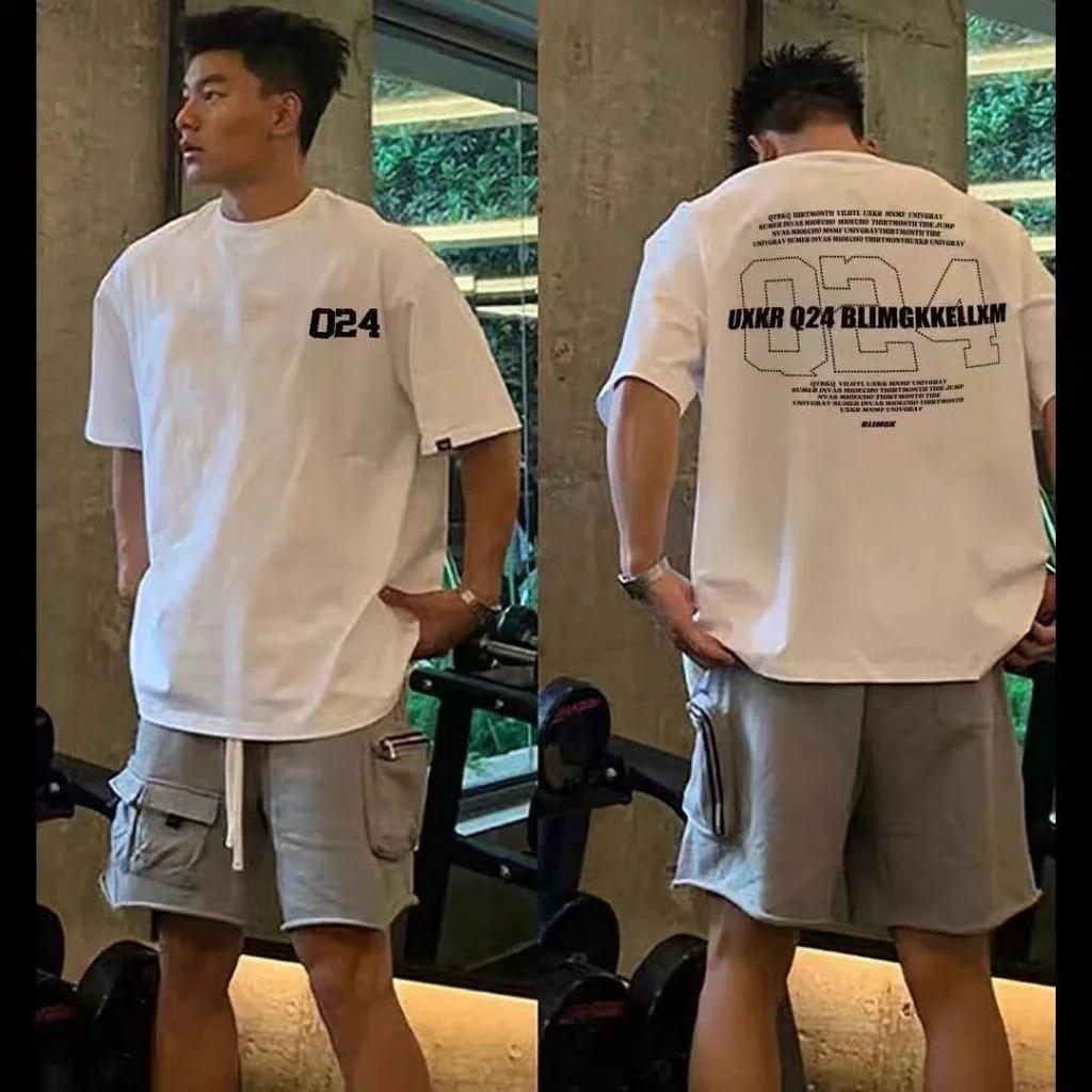 2025 New American Men's Letter Print T-shirt 100% Cotton Short Sleeve Tee Comfort Casual Street Fitness Sport Y2k Top Men Clothe
