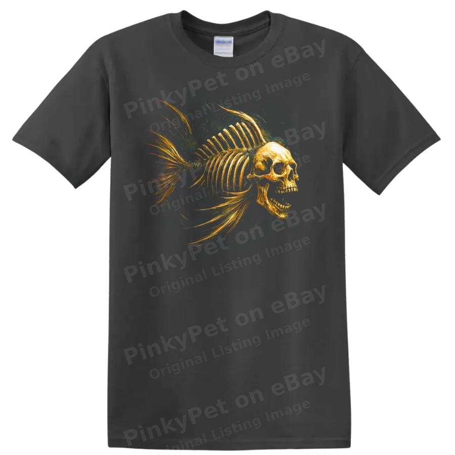 T-shirt Ψάρι Σκελετός Δροσερό Αστικό Γραφικό Σχέδιο Σκοτεινό Streetwear T-shirt