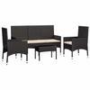 VidaXL Salon de jardin 4 pcs avec coussins Noir Résine tressée, ensemble de salon d'extérieur, ensemble de mobilier 319500