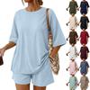 Women's Loose And Fashionable  Casual Short Sleeved Shorts Two-piece Set