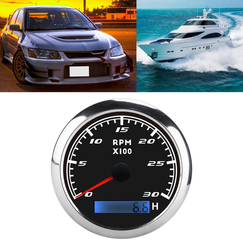 85mm Zeiger Drehzahlmesser RPM Tacho IP67 Edelstahl   für Auto Boot Marine