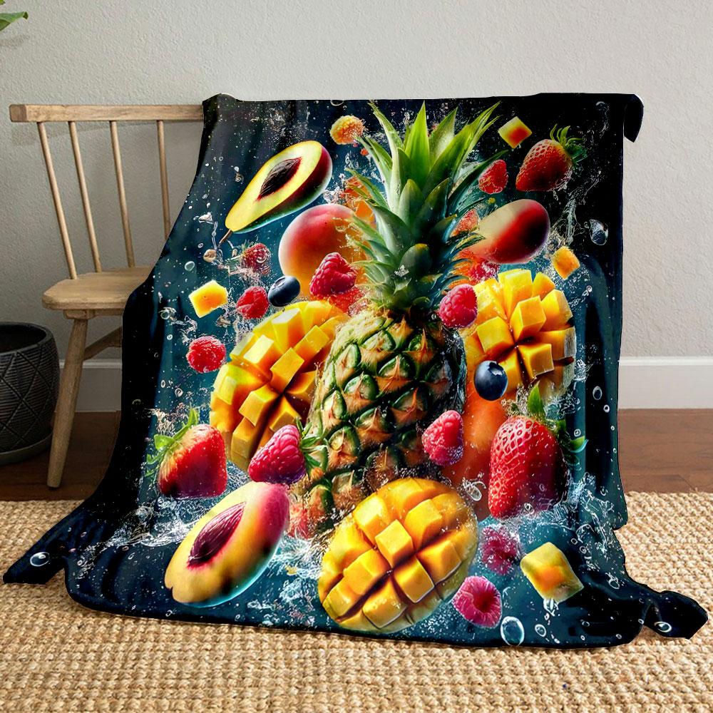 Tropical Fruits Splash Design print blanket soft and cozy perfect for the living room bed sofa or a nap,gift