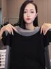 Plus Size Patchwork Faux Layer Long-Sleeve T-Shirt for Women, Slimming and Versatile Autumn Style.