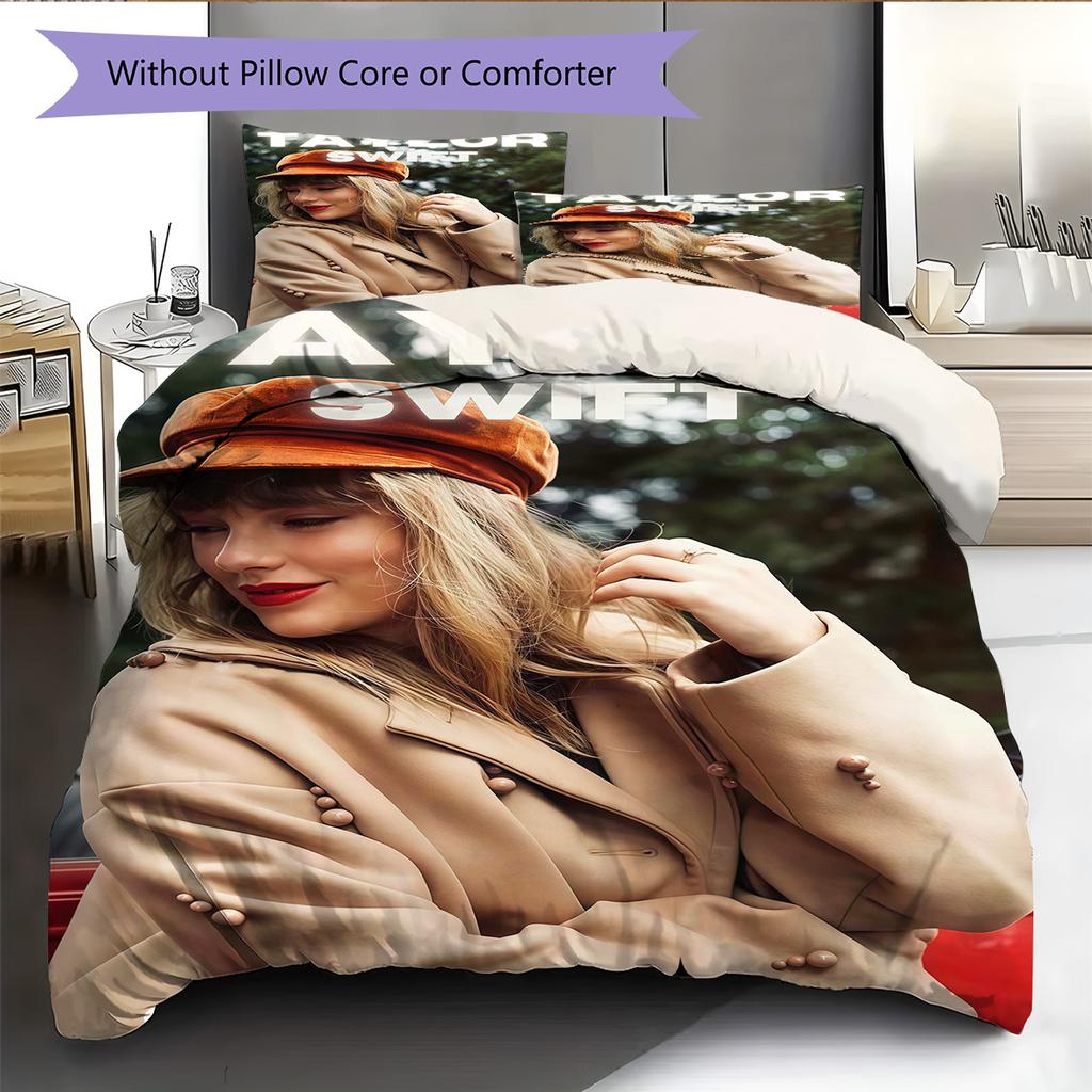 Famous Singer  Pattern Bedding Quilt Set Quilt Cover Pillowcase Home Decoration Birthday Gift (1 * Duvet Cover + 2 * Pillowcase, Without Core)