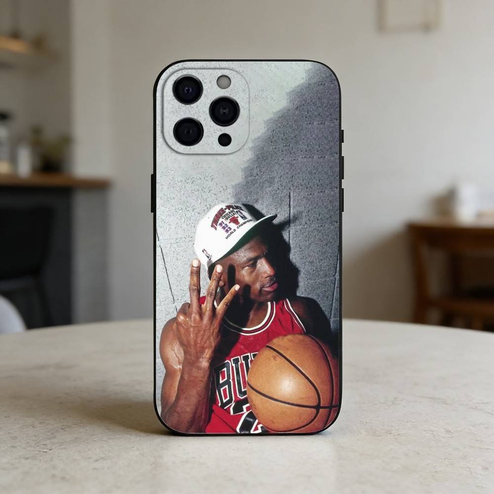 basketball michael J-jordan Phone Case For iPhone 17,16,15,14,13,12,11 Plus,Pro Max,SE4Soft Silicone Black Cover