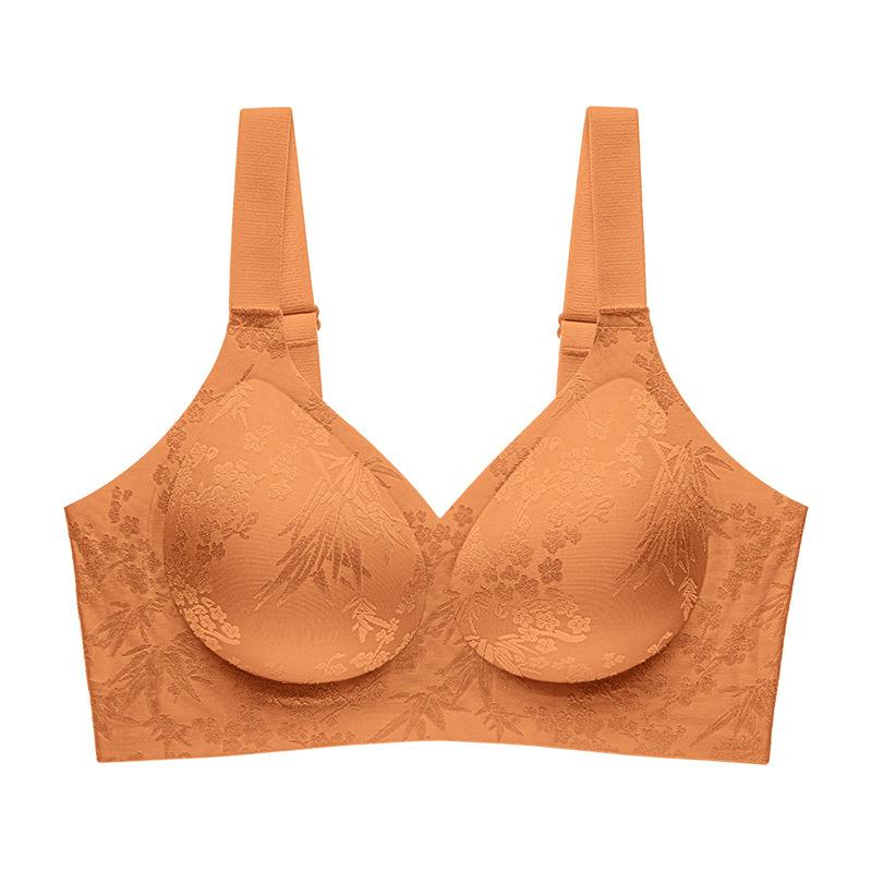 Underwear Women's Big Breasts Show Small Gathering, New Collection of Secondary Breasts, Anti-sagging Soft Support National Flower Bra Cover