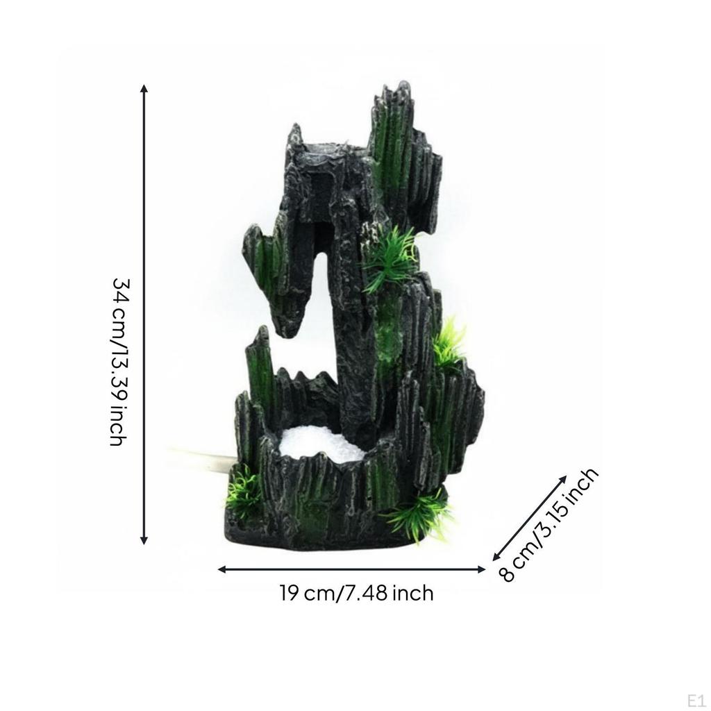 Resin Waterfall Mountain Colorfast Dynamic Aquatic Habitat Scenery Aquarium Decor