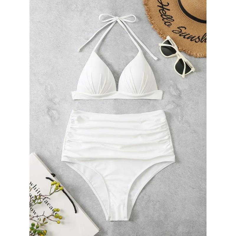 Triangle Bikinis 2025 Women Push Up Swimsuit Solid Sexy High Waist Swimwear Female Swimming Bathing Suit Summer Beachwear