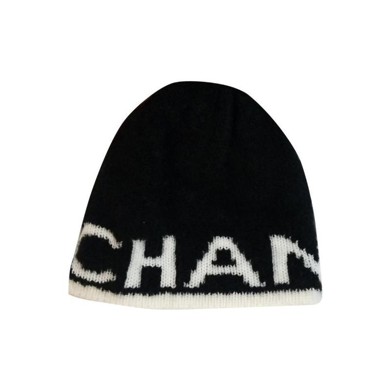 

CHANEL classic logo knitted wool blended wool hat, same style for men and women чорний