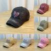 Cotton Baseball Cap With Heart Embroidery For Spring And Summer Sun Protection