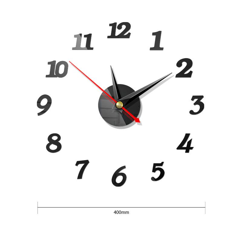 3D DIY Wall Clock Frameless Mirror Wall Clock Stickers Home Decoration for Living Room Bedroom