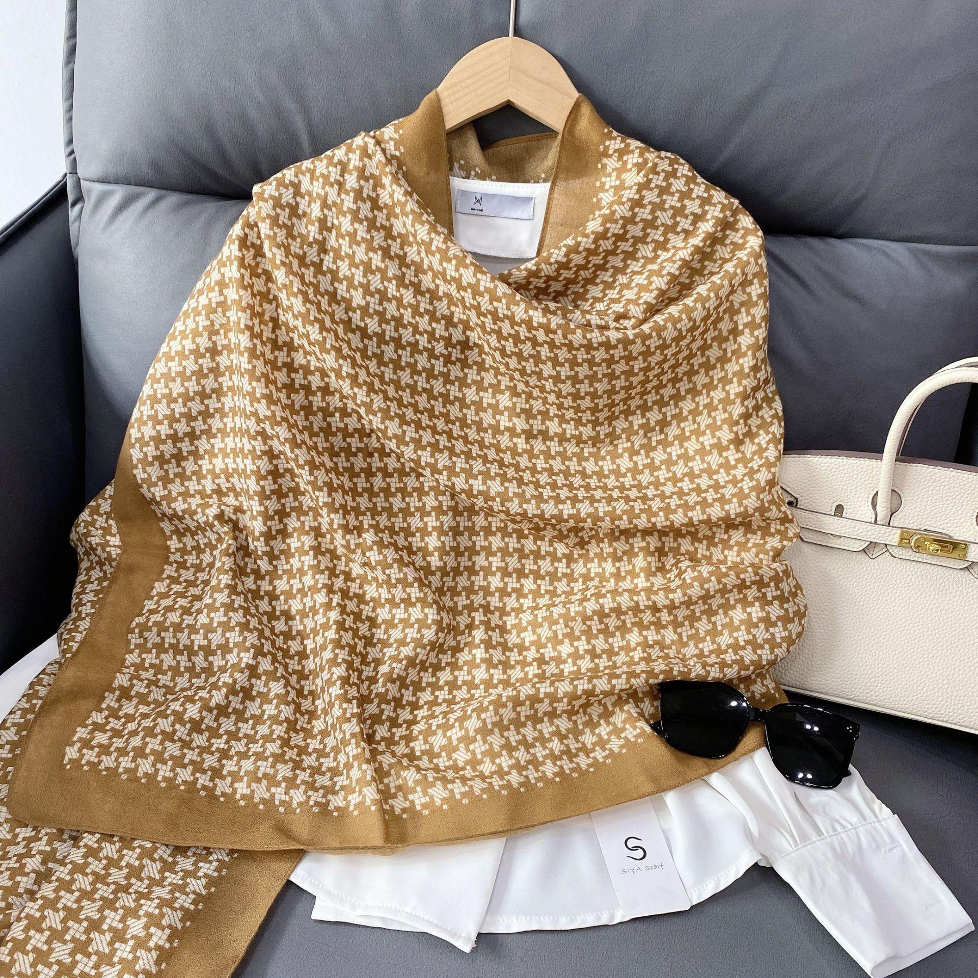 

Простой и модный классический черно-белый клетчатый шарф с принтом звезд, на ощупь как хлопок и лен, женская шаль двойного назначения, осенне-зимний теплый толстый 180*85cm