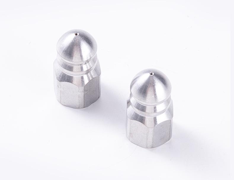 Stainless Steel Rotating Nozzle Drain Cleaner with 1/4 Quick Connect, High Pressure Rat Head