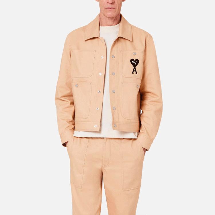 Puma x AMI Paris Heart Logo Solid Jacket For Autumn Men Outerwear Khaki 534065-97