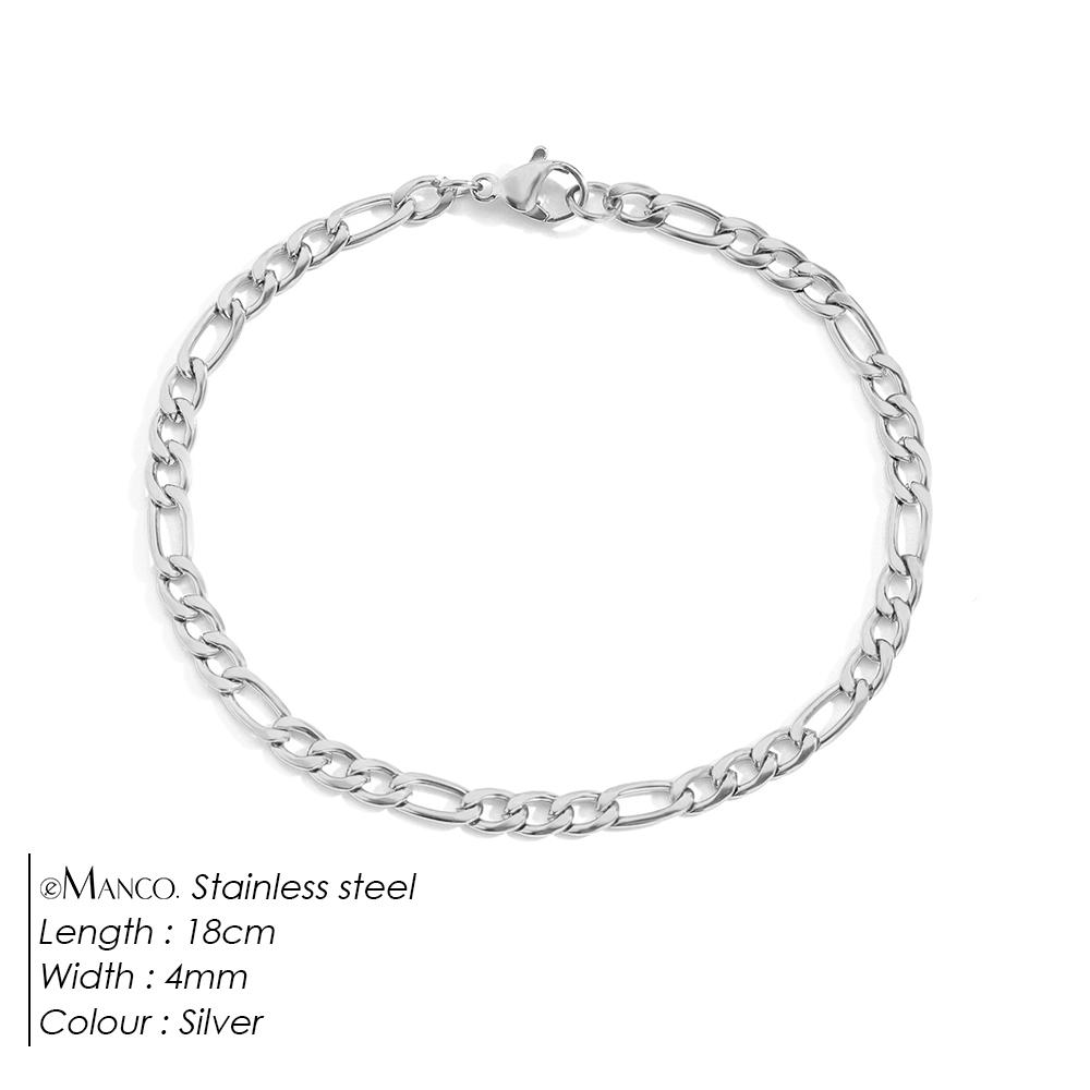 EManco Female Figaro Link Chain Stainless Steel Bracelet Gold Charm Bracelets Chain Bracelets for Women Man Gifts