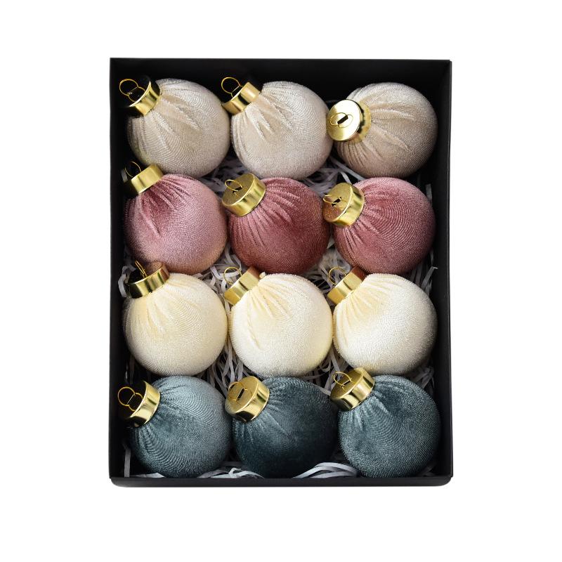 NUCHI Flocking Christmas Tree Decorative Ball Ornament