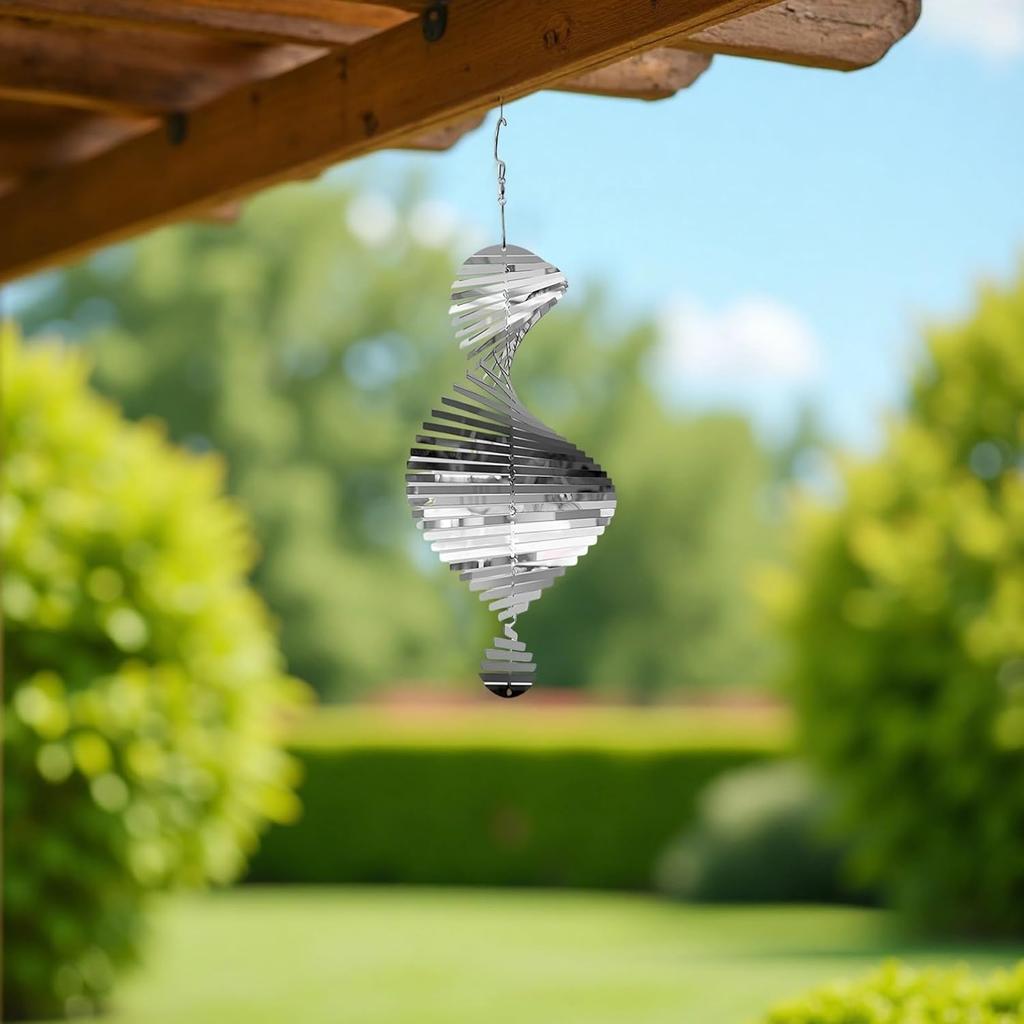 Repellent Wind Spinner Metal Wind Chime Stainless Steel Bird Deterrent Wind Spinner For Outdoor Garden Decor 3d Spiral For Yard