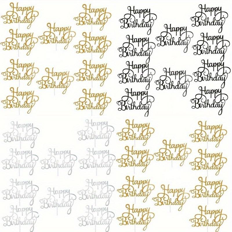 40pcs Happy Birthday Cake Topper Bling Sparkle Decoration Sign Happy Birthday Cake Topper Birthday Dessert Decoration