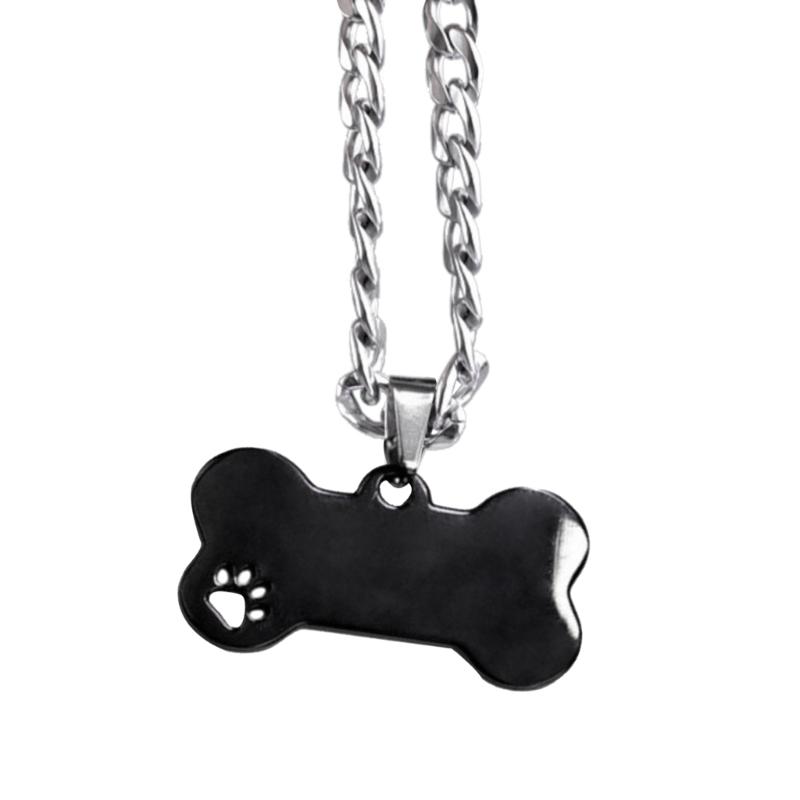 Dog Footprints Bone Pendant Necklace Clavicle Chain Necklace Simple Choker Thick Chain Necklace Jewelry for Women Men