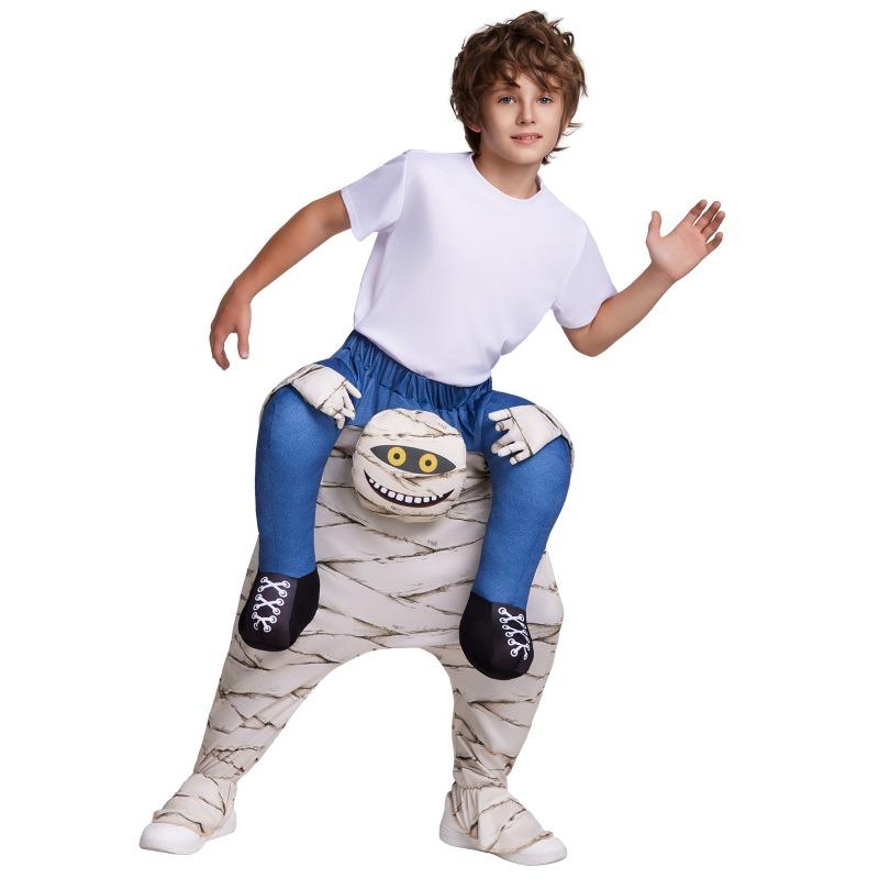 Mummy Piggyback Pants Cosplay Costume Funny Illusion Carry Me Fake Legs Pants for Halloween Carnival Party Cos Stage Performance