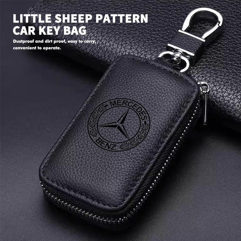 AABIB1 For Benz Key Case Multifunctional Key Case Leather Keybag Zipper Keychain Wallet AMG CLA CLS C180 C200 W204 W205 Exclusive A C E
