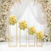 4Pcs Gold Wedding Flower Stand Set Tall Metal Flower Vase Flowers Stand Geometric Centerpiece Vase for Home Event Decoration