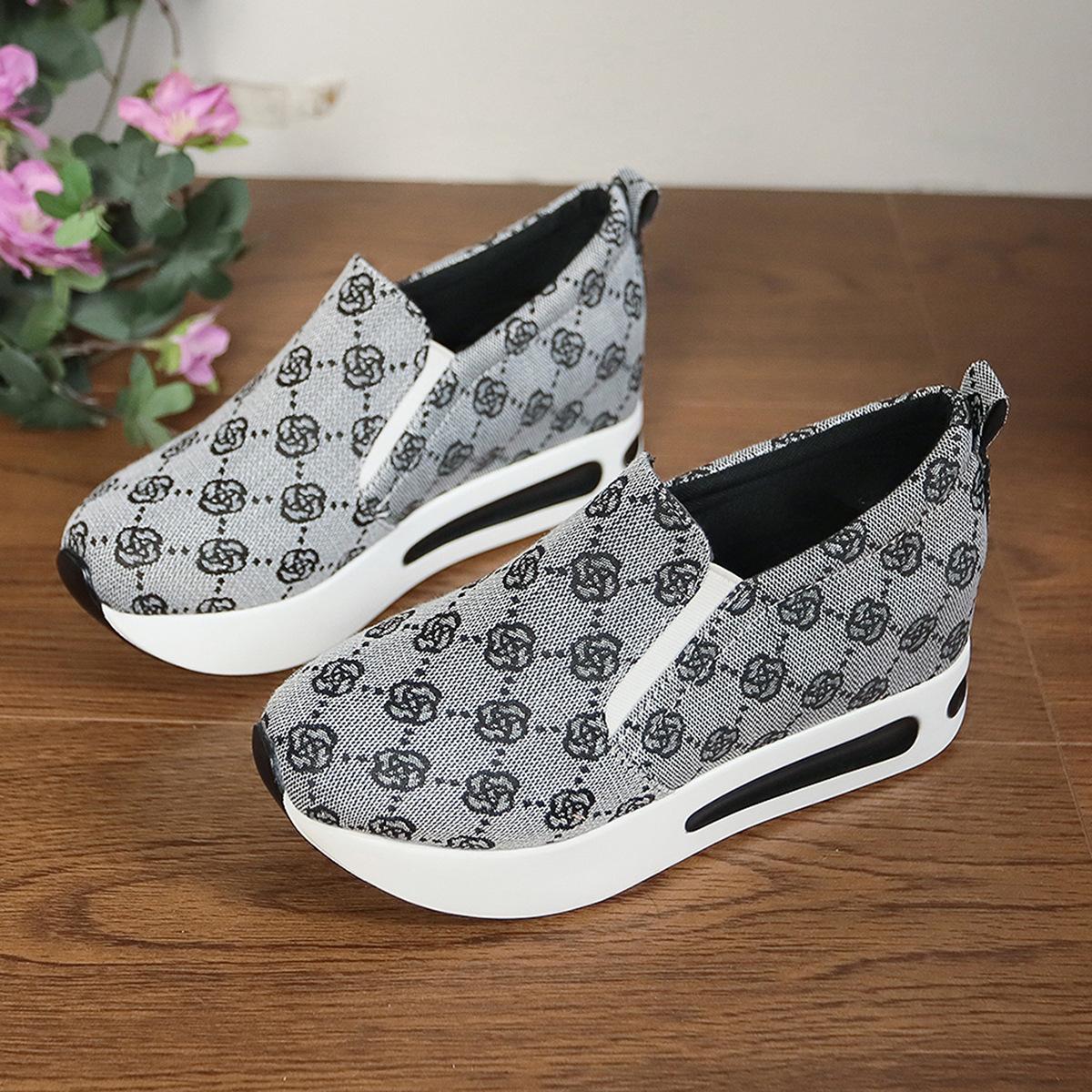 

Женские кроссовки Весна Дышащая танкетка Модная повседневная обувь Женские босоножки на платформе с увеличивающимся каблуком 37 серый