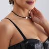 Niche design neck chain temperament white water flow pattern fritillary black tip imitation crystal light luxury high-end necklace women