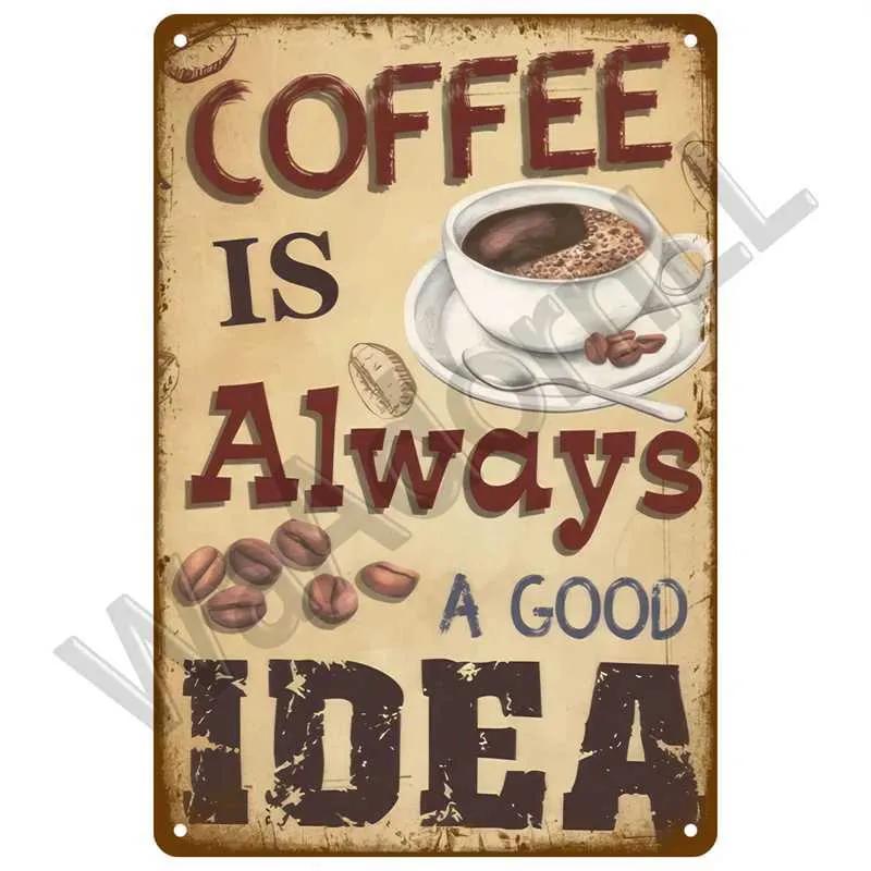 Retro Flat Metal Signboard Home Decoration Coffee Tin Logo Retro Wall Art Poster Kitchen Bar Iron Paint Decoration Coffee Shop