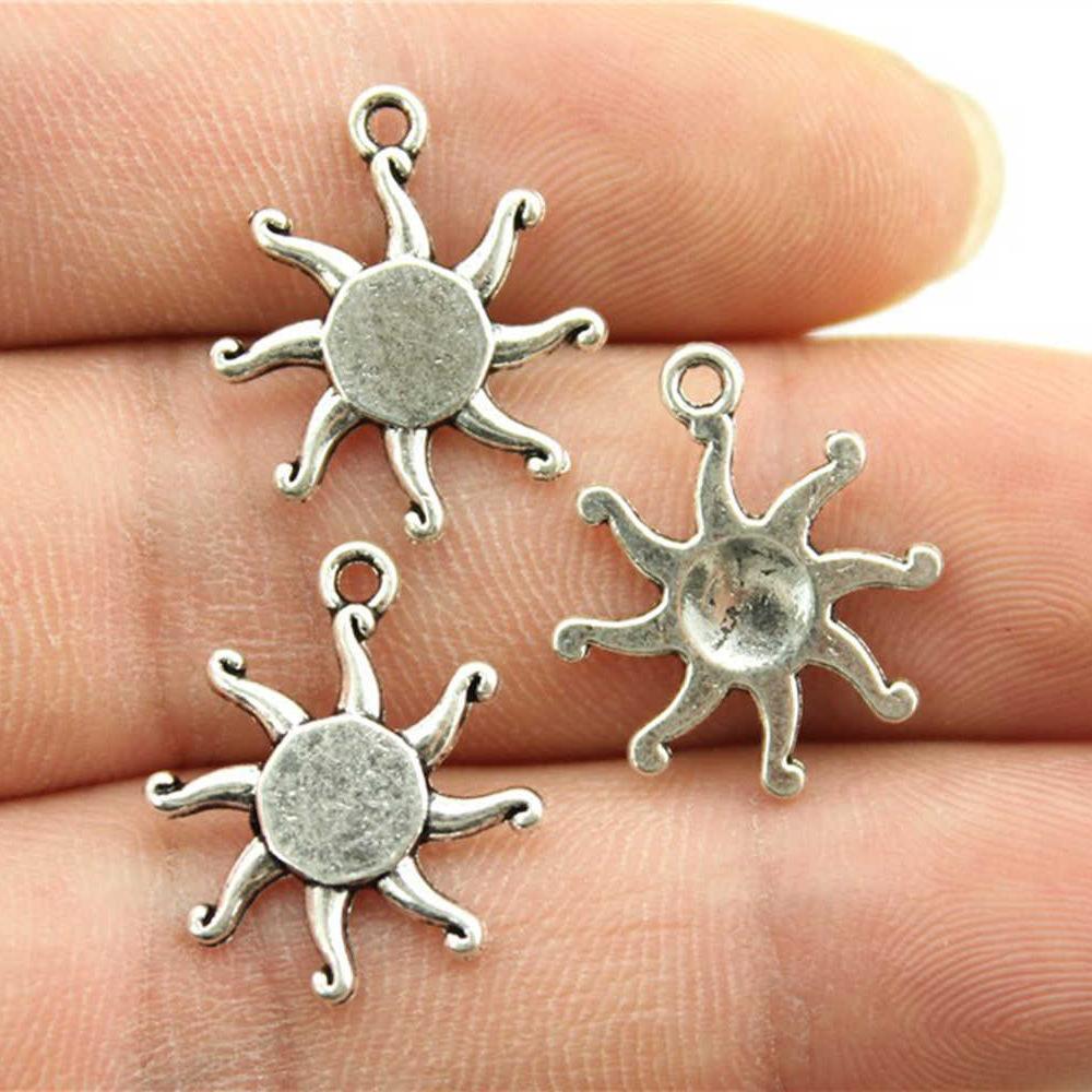 20pcs Sun Pendant Charms Antique Silver Color Sun Charms Jewelry DIY Sun Charms For Bracelet Making