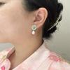 Vintage Turquoise Natural Freshwater Pearl Stud Earrings S911 Silver Needle Light Luxury High-end Earrings with Niche Design for Women
