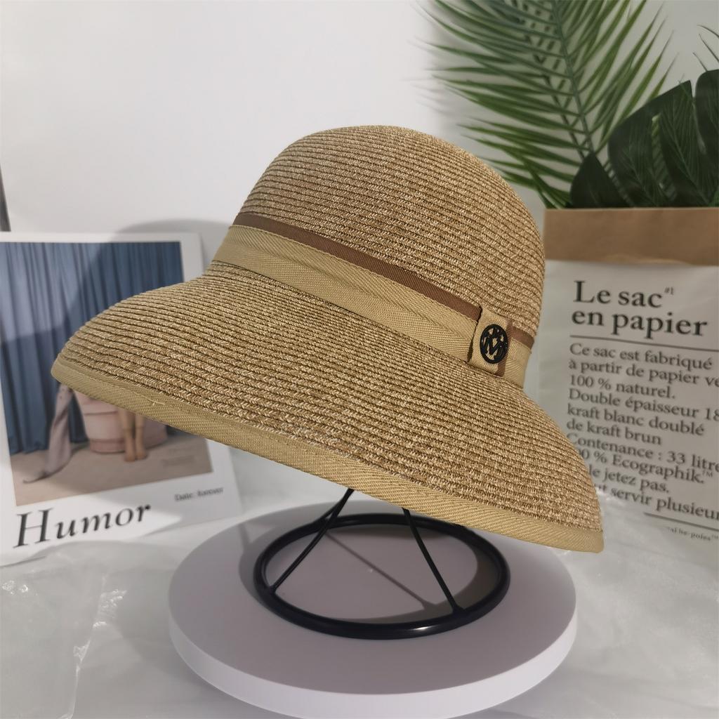 Temperament Big brim Hepburn Straw Hat Women's Summer Shade Sunscreen Sun Hat Lamp Shade Holiday Seaside Beach Hat