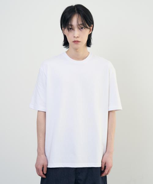 Arrayed Soft Side Slit Round T-Shirt [White] Xl