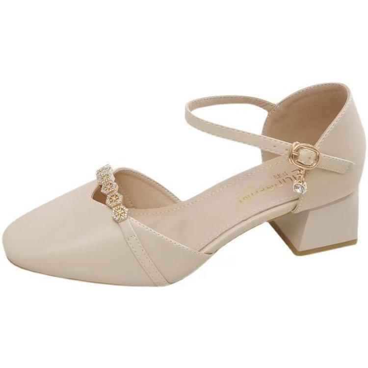 Sandals female 2025 spring and summer new high heels summer fashion outer wear women's shoes with skirts student non-slip fairy single shoes