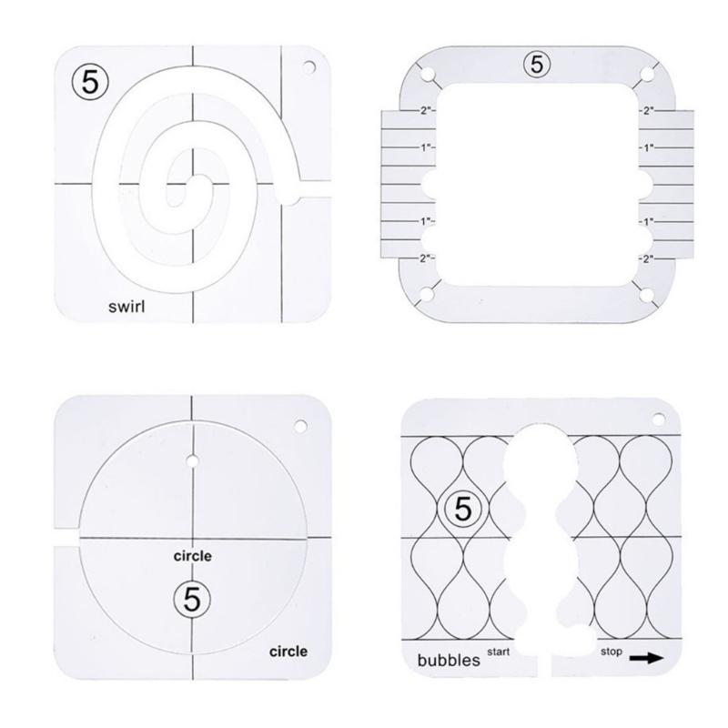 4 Stück Quiltvorlagen Klare Acryl Quiltlineal Freemotion Quiltlineal Schablonen Nählineal Patchworkwerkzeug