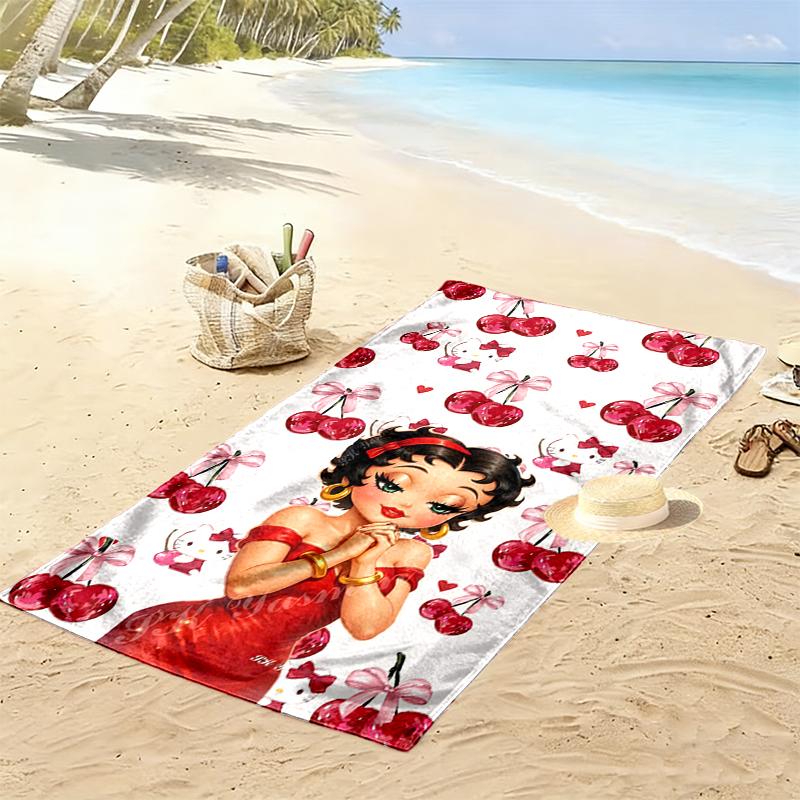 1pc Betty Boop Beach Towel Ideal Birthday Gift For Family, A Vibrant Beach Towel Suitable for Outdoor Activities