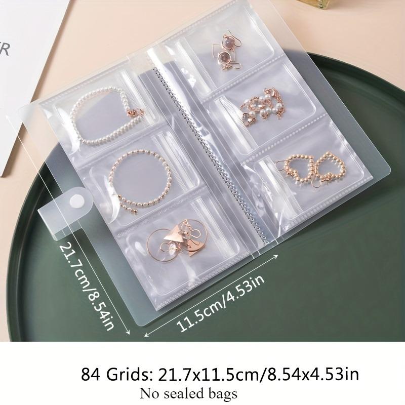 Portable Jewelry Organizer Album with Transparent Pockets-Organizer for Earrings,Rings,Necklaces-Anti-Oxidation Zipper Seal Bag.