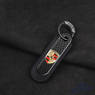 Carbon Fiber Car Keychain Keyring Key Chain Ring Gift Pendant Accessories For Porsche 918 Taycan Panamera Cayenne Boxster Cayman BJ7 55S