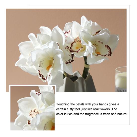 4 Bundles Artificial Phalaenopsis Flower Real Touch Large Fake Orchids Flowers Stem for Vase Home Wedding Party Decor