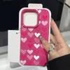 Pinker Liebesherzen-Druck Ledertextur TPU Matte Hülle Für iPhone 16 Pro Max 15 Pro 14 13 12 11 Weich Schlank Stoßfest Handyhülle
