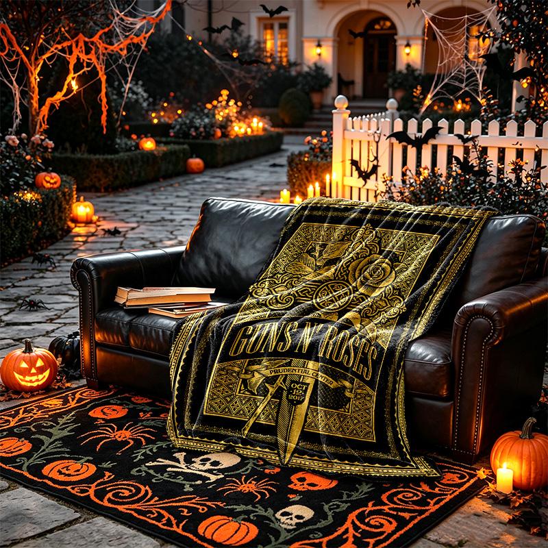 1pc Easy-Care Guns N Roses Emblem Blanket, Perfect for Couch, Bed, Home, Travel and More, Warm and Durable Printed Blanket
