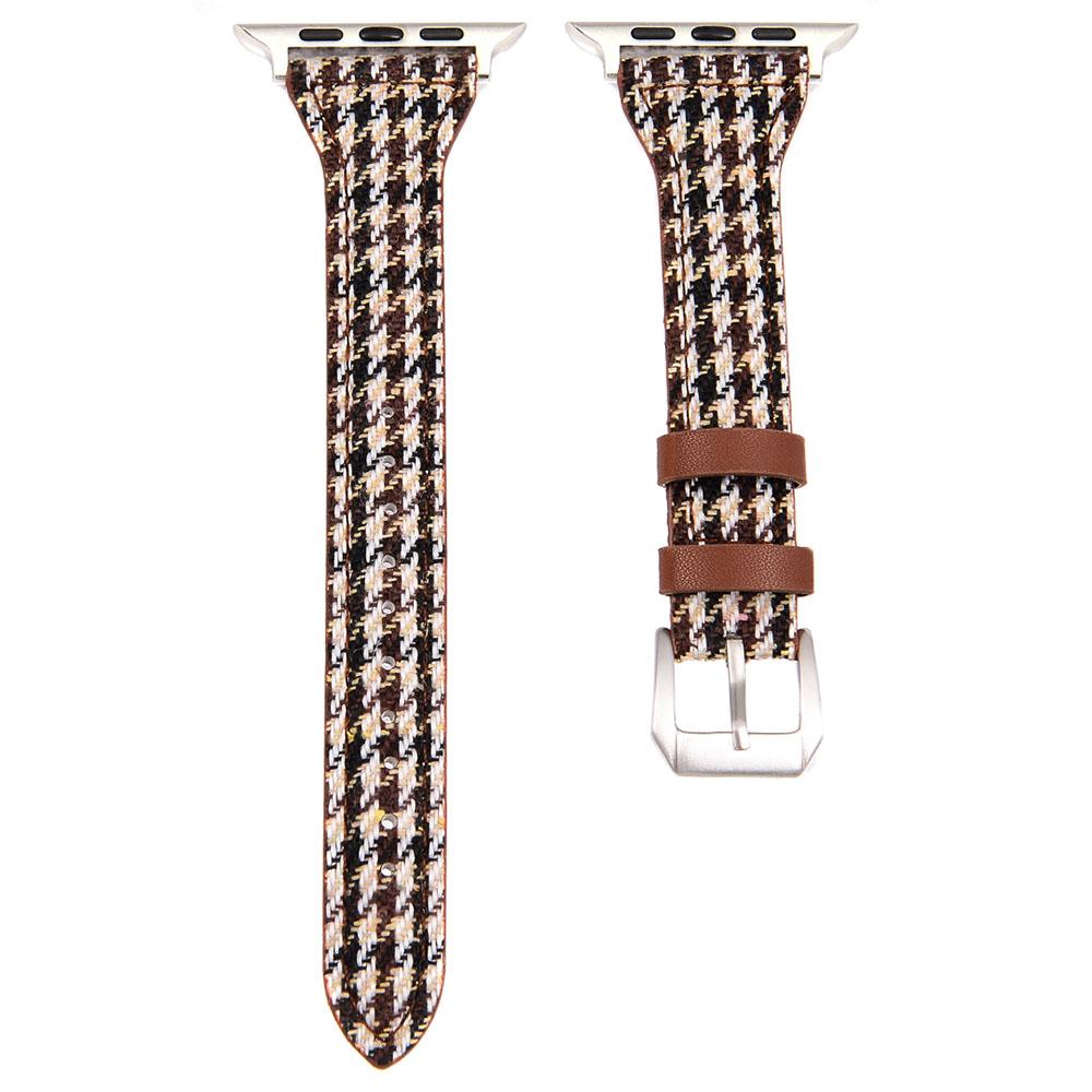 

Watch Band for Apple Watch Series 10 42mm/9 8 7 41mm/SE (2023) SE (2022) SE 6 5 4 40mm/3 2 1 38mm Cow Leather+Fabric Wrist Strap Style A