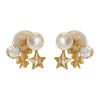 Rhinestones Floral Star Ear Studs Comfortable Silver Plated Post Comfort Fit Daily Wear