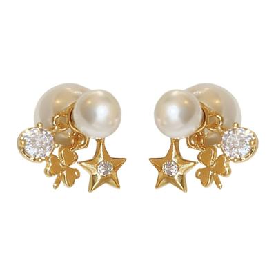 Orecchini a Bottone Stellati Floreali con Strass Perno Comodo Placcato Argento Vestibilità Confortevole Uso Quotidiano