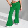 Ladies Fashion Loose Draw String Waist Solid Color Cargo Pants Leisure Flares