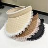 Design Sense Lace Empty Top Sunscreen Hat Women's Summer Big Eaves Vinyl UV Protection Sun Hat