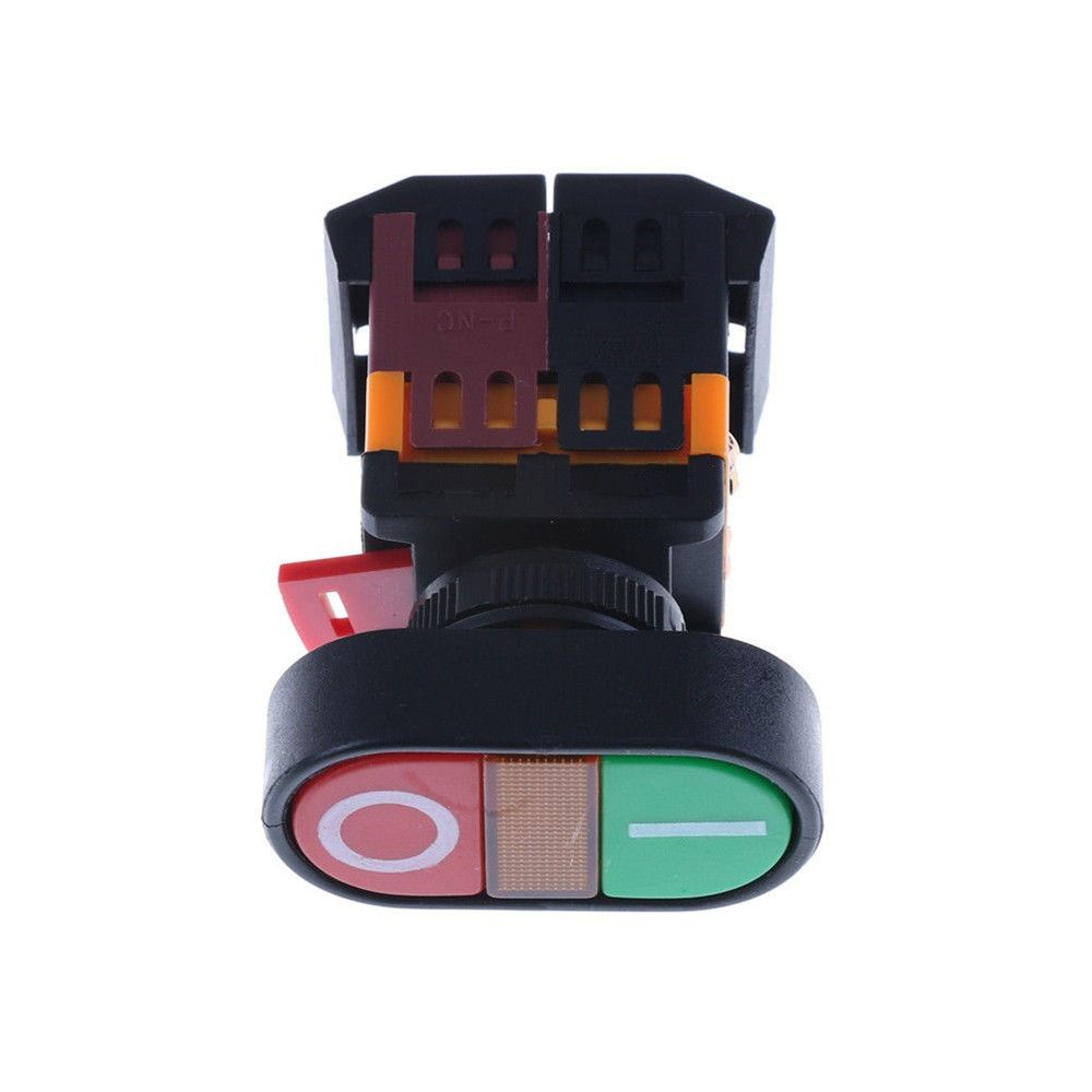 Monteringshull 1 NO NC APBB22N 220V Trykknappbryter 22mm Momentan PÅ/AV Start Stopp